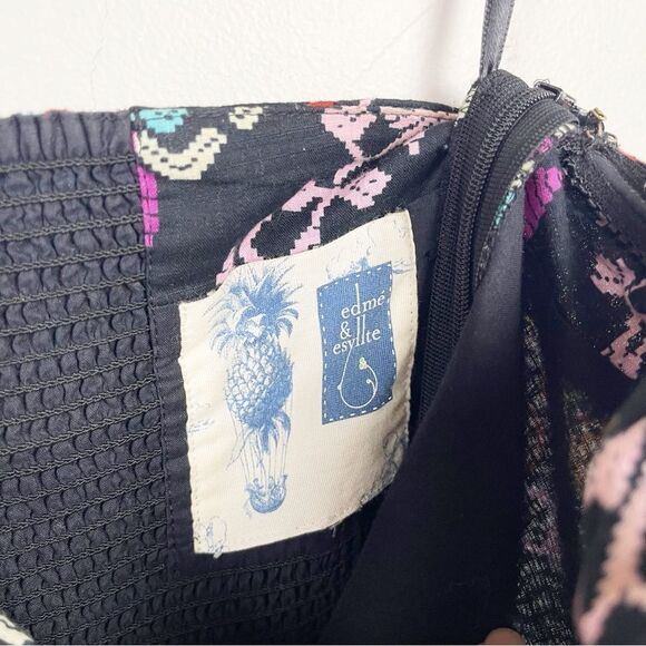 Anthropologie Edme & Esyllte Primula Black Multi Halter Retro Dress Pockets 6 - Picture 3 of 5